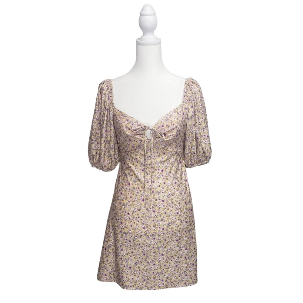 Bebop Cottagecore Floral Puff Sleeve Sweetheart Dress Small Romantic